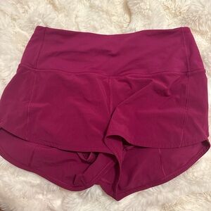 Women's Magenta/Pink Lululemon Speed Up shorts (Size 6)
